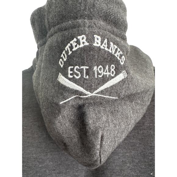 Outer Banks Gray Sweatshirt w/ neckline drawstring, front pockets, hood -Size: L - Picture 1 of 5